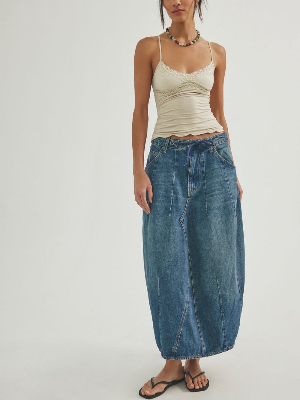 Barrel Alert!  Free People Bittersweet Denim Barrel Skirt